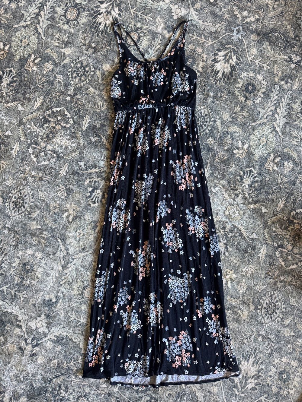 Loft Outlet Black Floral Maxi Dress